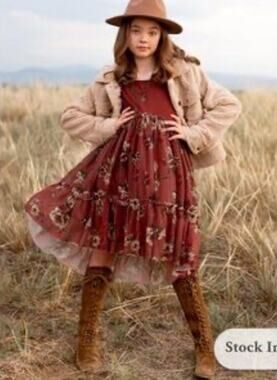 Joyfolie Mia Joy Rory Dress In Cinnamon Floral Girl's Size 3